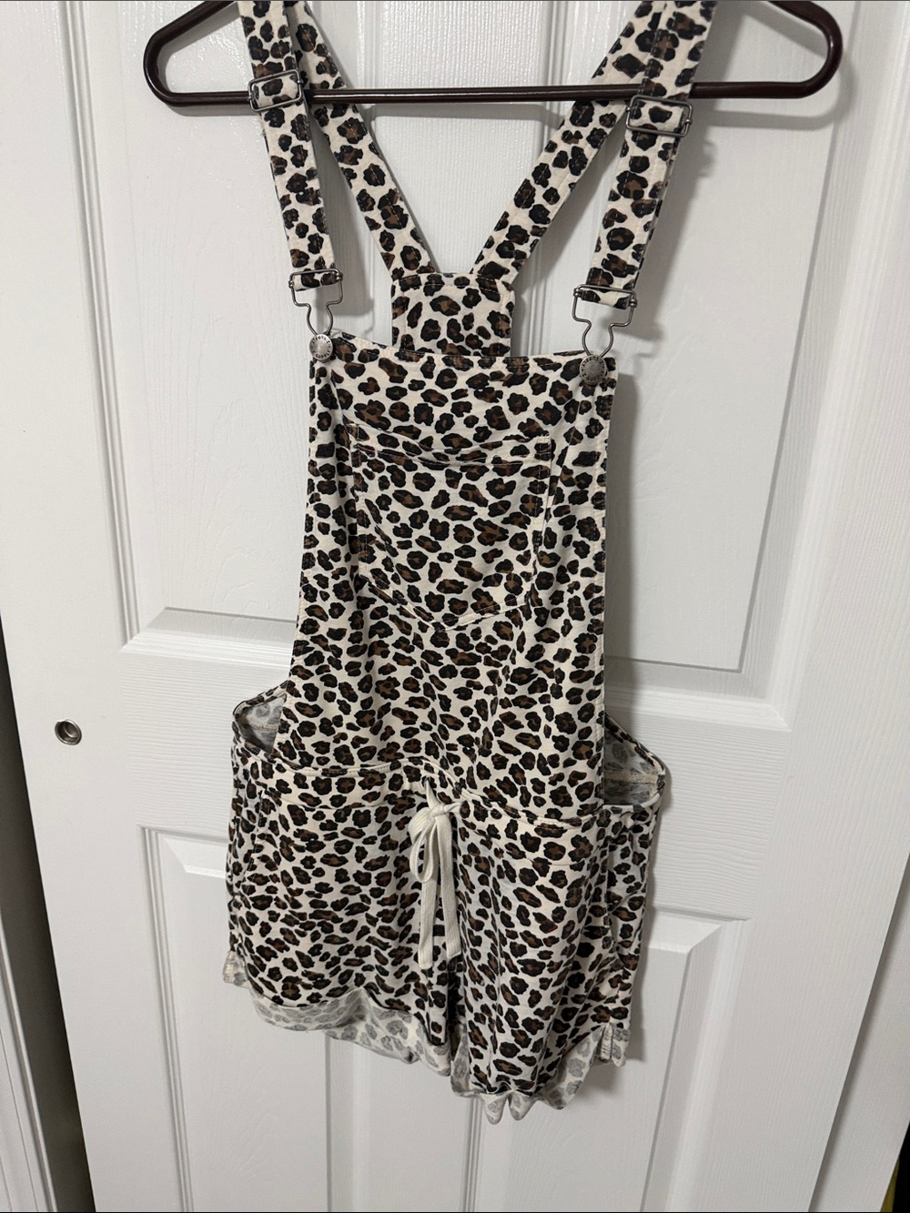 Z Supply Leopard-Print Short Overalls in Cream, Brown, Black